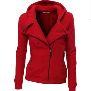 Red fitted fleece jacket